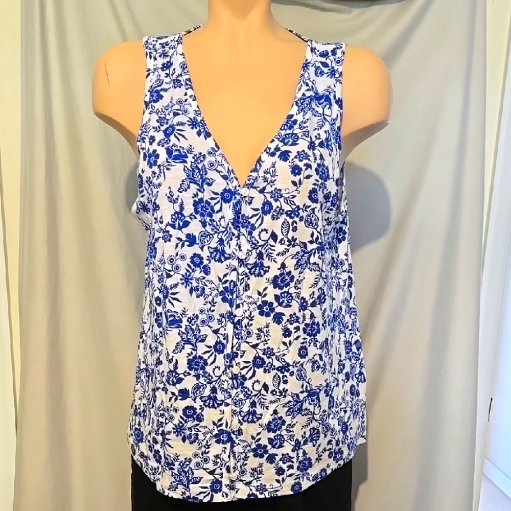 Lands End Button Down Flowy Tank Top